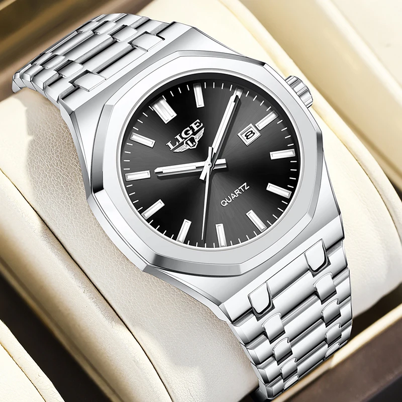 LIGE Men Quartz Wristwatches Stainless Steel Waterproof Sports Watch Men Fashion Military Luminous Watch For Men Reloj Hombre