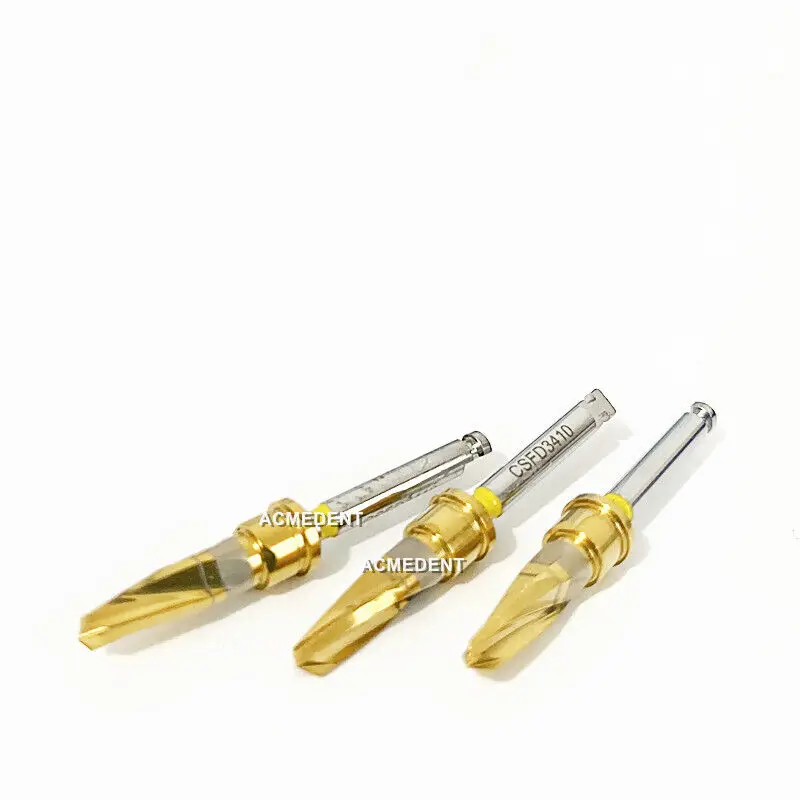 

10 piece Dental Final Drill Conical Drills Stopper External Irrigation Burs Golden Coated Trimming & Finishing