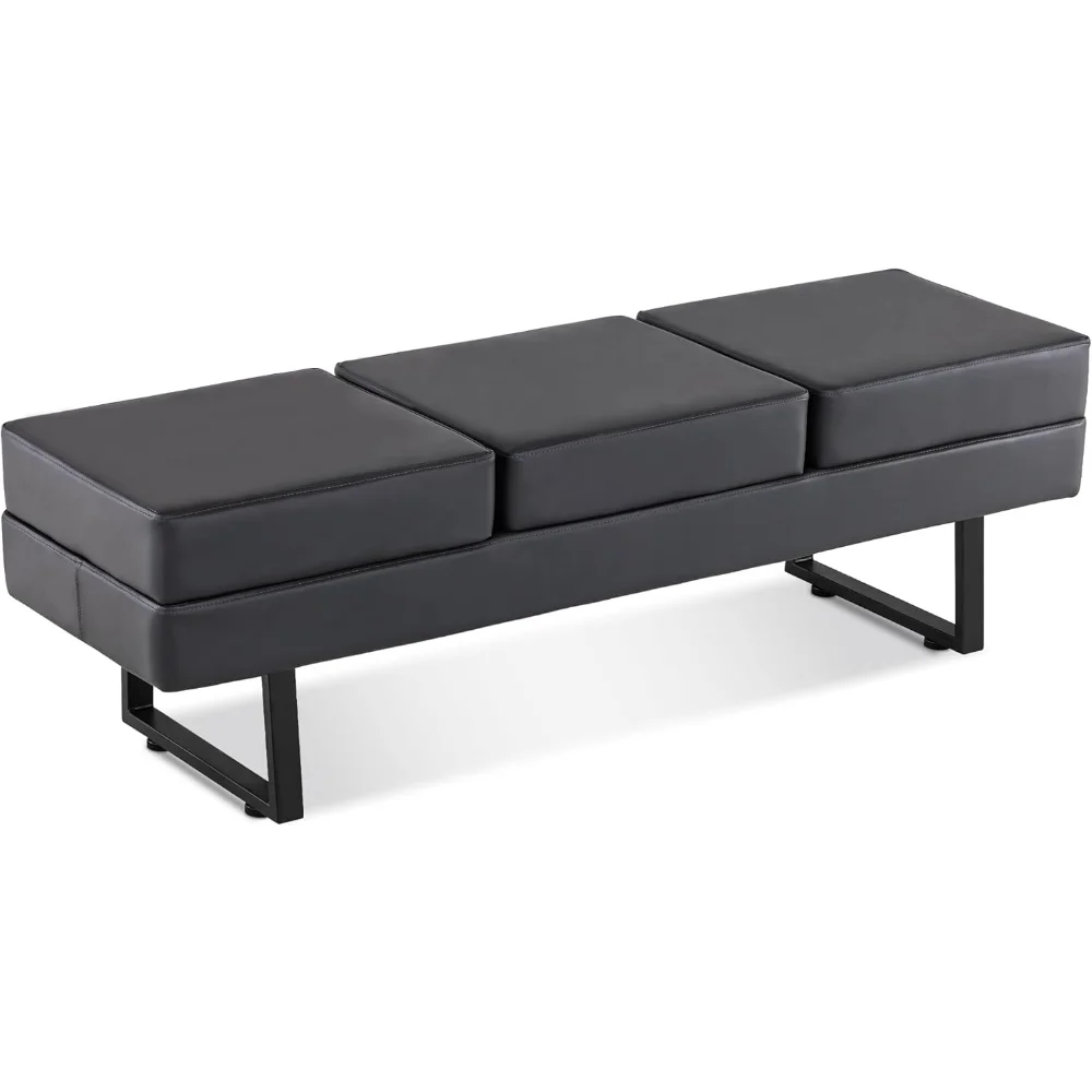 

Waiting Room Chairs, Heavy Duty Office Guest Reception Bench, Faux Leather Upholstered Lobby Chairs for Salon