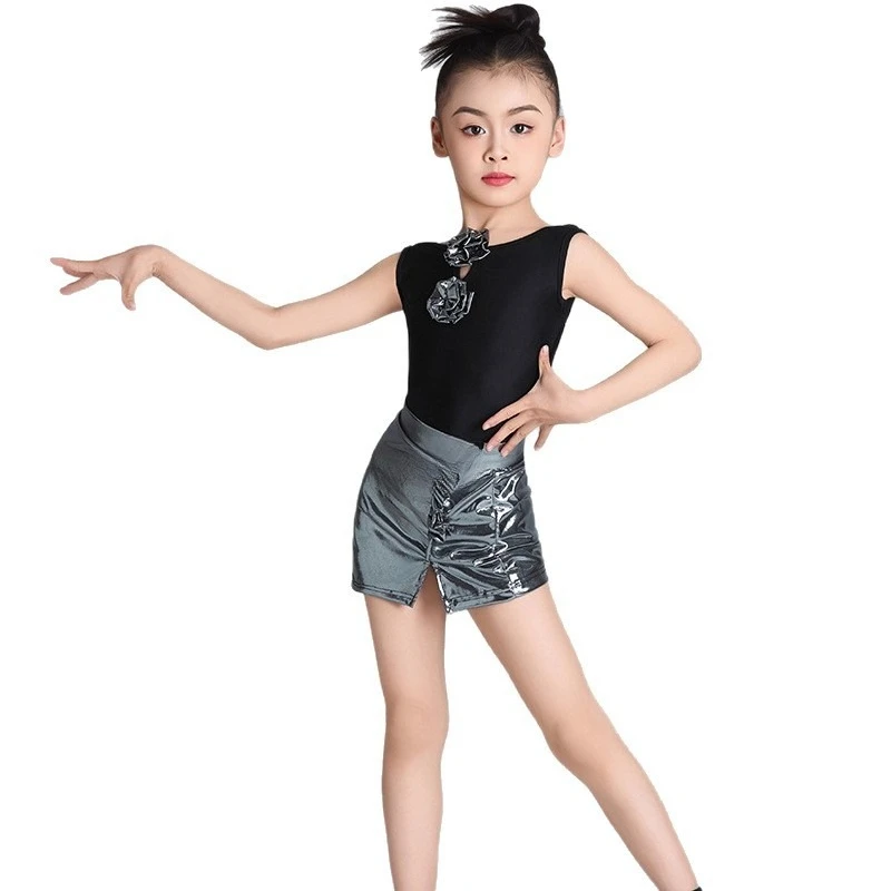 Latin Dance Practice Suit Girls' New Professional Performance Performance Suit Split Design Black
