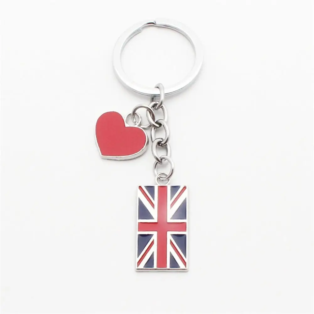Bag Purse Charm Key Chain Souvenir Gift Union Jack Keyring Heart Pendant GB British Flag UK Flag Keychain