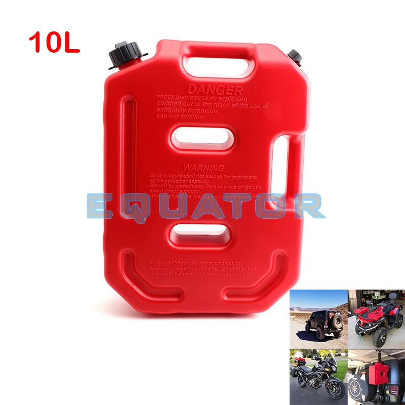 10L Litrer red Jerrycan Plastic Fuel Tank Spare Petrol Oil Jerry Can Car Motorcycle ATV SUV UTV Gasoline Storage Tank Jerrycan