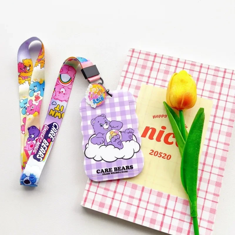 New Care Bears Wavy Long Rope Card Holder ID Subway Bus Card Access Control Student Card Holder School Bag Pendant Halter Neck