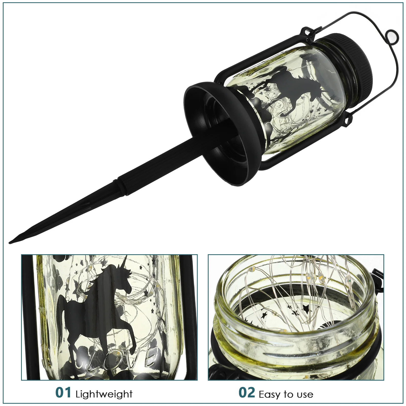 

2pcs Solar Jar Lights Glass Hanging Waterproof Lanterns Outdoor Garden Balcony Decor Led Warm Glow Vintage Style Solar