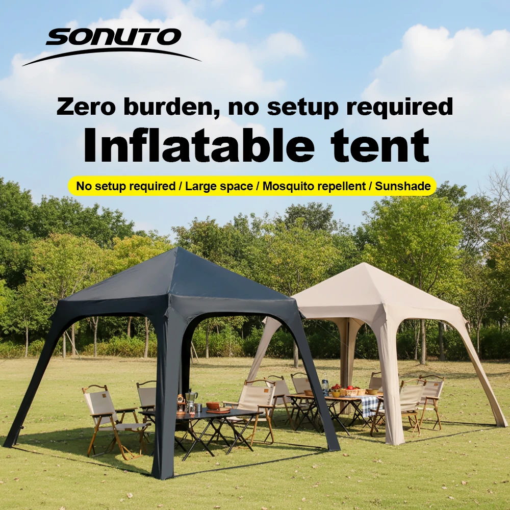 Sonuto 3x3m Inflatable Gazebo with UV Protection, Quick Setup Air Event Shelter, Waterproof Windproof Glamping Canopy Tent