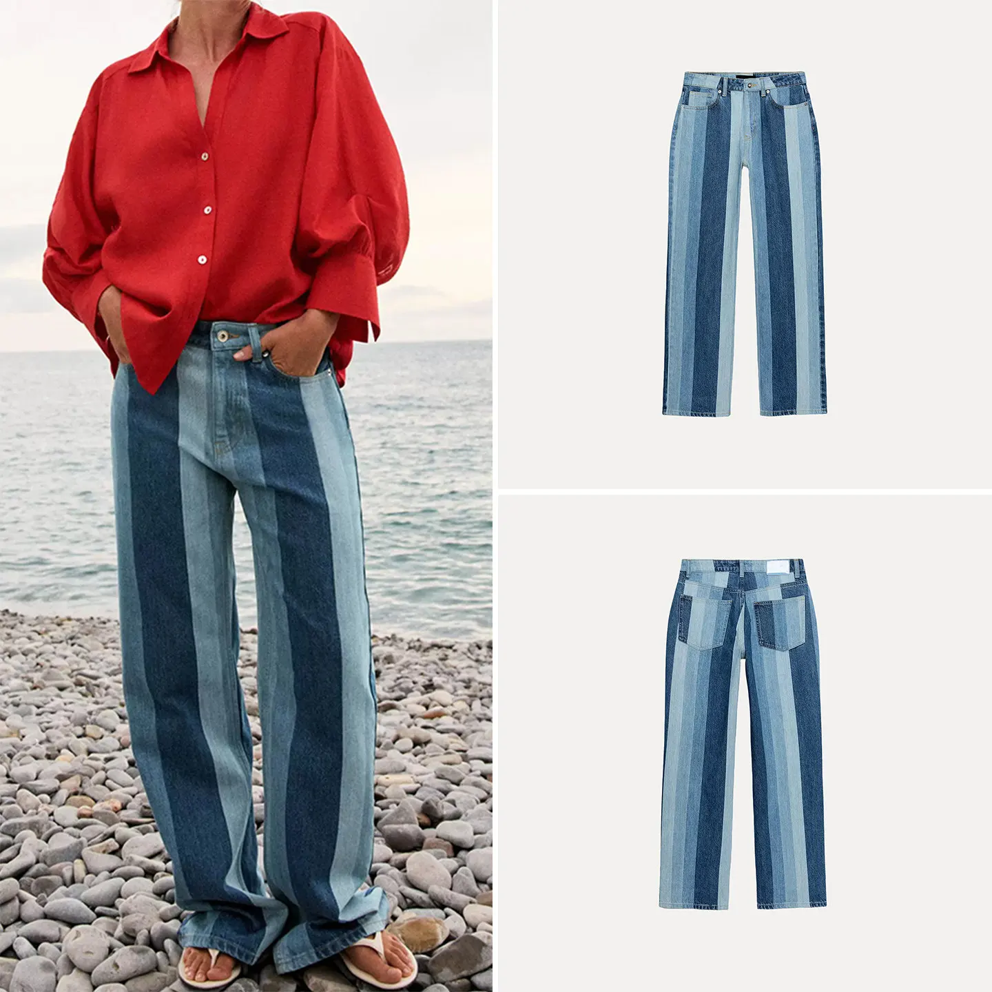 

Fashionable Striped Straight Leg Jeans Women's Summer 2026 New Arrival Personality mid Waist Denim Pants Ladies' Styling Trend