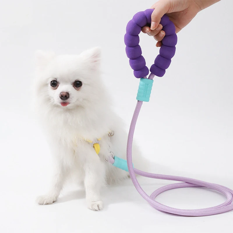 

150cm Long Durable Adjustable Dog Leash with Foam Handle Dopamine Color Nylon Comfortable Walking Dog Harness Puppy Supplies