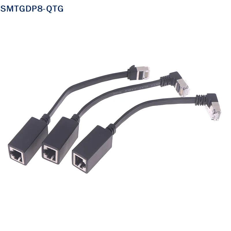 HOT! 90 Degree CAT7 Network Extension Cable Flat Ultra 10G Right /Left Angle Elbow Network Wire RJ45 Male To Female Adapter Cord