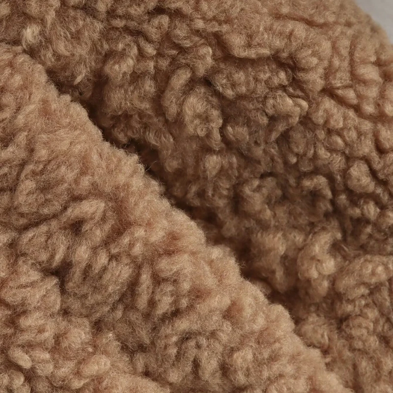 Winter Brown Faux Fur Coats Solid Zipper Stylish O-neck Furry Jacket Fluffy Zip-up Offce Lady Luxury Faux Lamb Plush Coat Casual