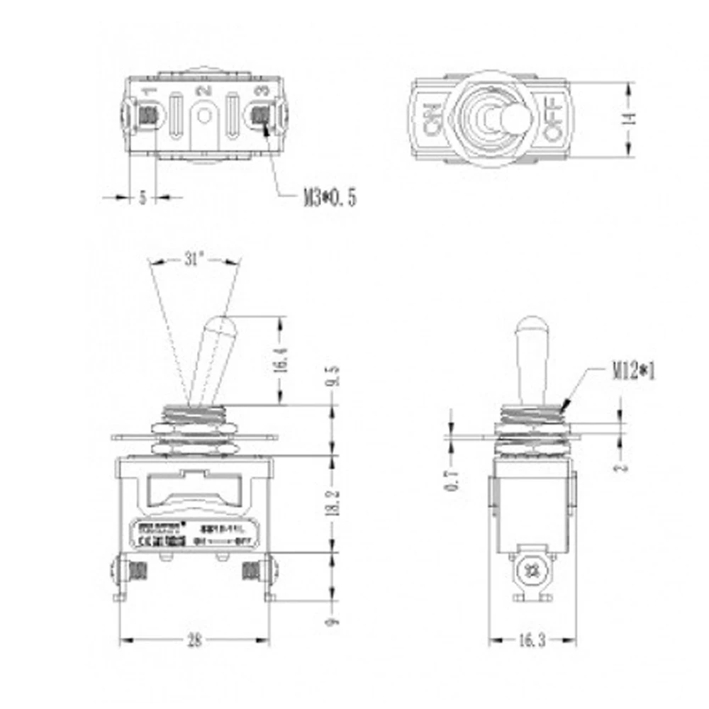 SS12-11L الذاتي قفل نوع النحاس تبديل التبديل لمبة مكتب أنبوب الملحقات 125 فولت 20A/250 فولت 15A 2 التروس 2 دبابيس 1 لا تبديل التبديل #3