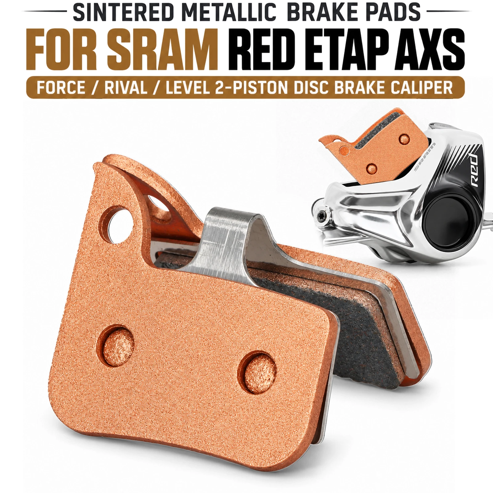 Bicycle Disc Brake Pads for SRAM RED eTap AXS Force Rival Level 2 Piston Hydraulic Brake Caliper Replacement