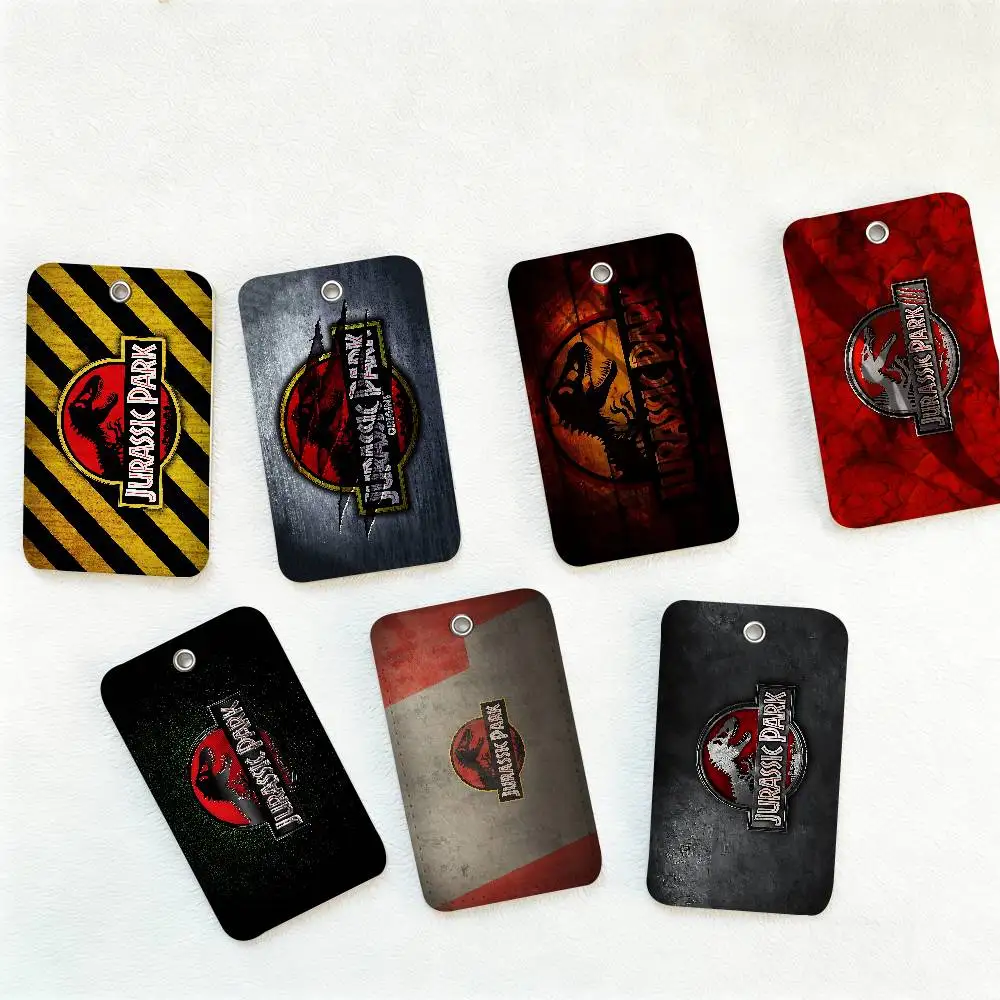 Llavero con diseño de dibujos animados de Jurassic Park, tarjetero para tarjetas bancarias, de metro, de autobús, llavero para llaves, etiquetas de acceso a puertas, estuche para tarjetas de identificación
