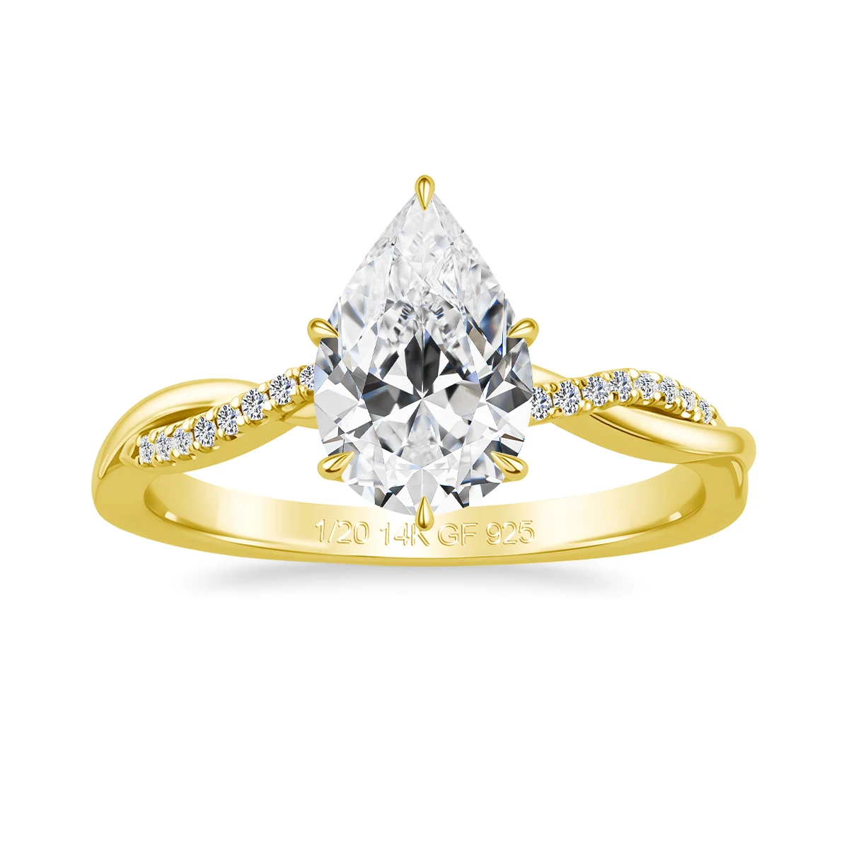 2CT Pear Cut Moissanite Wedding Ring Set for Women 14K Gold Filled Bride Engagement Ring Custom