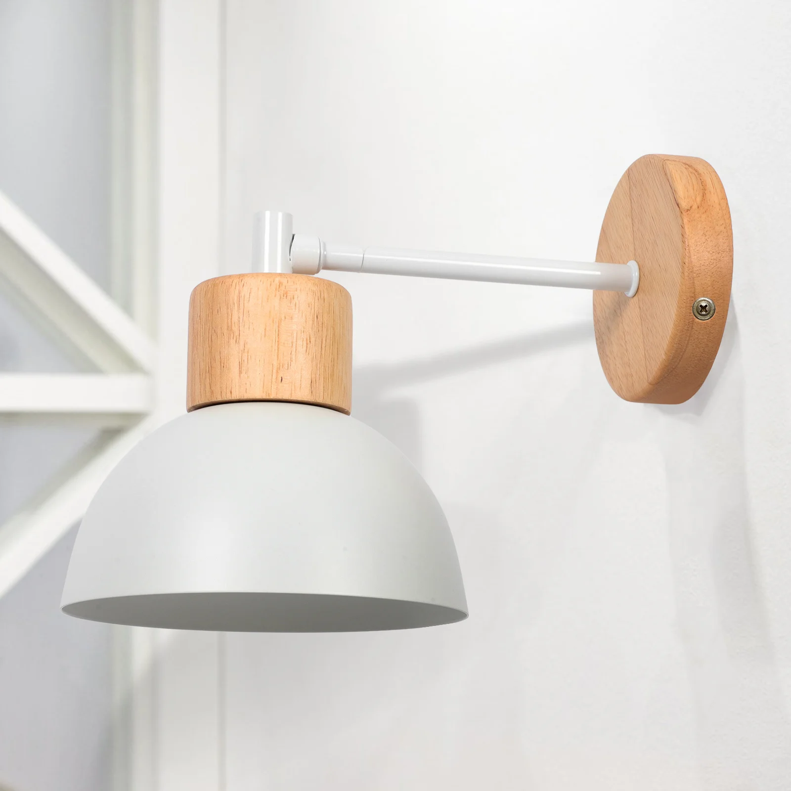 

Wall Lamp Modern Minimalist Bedroom Living Room Hallway Wooden Base LED Warm Light Design Decor Fixtures