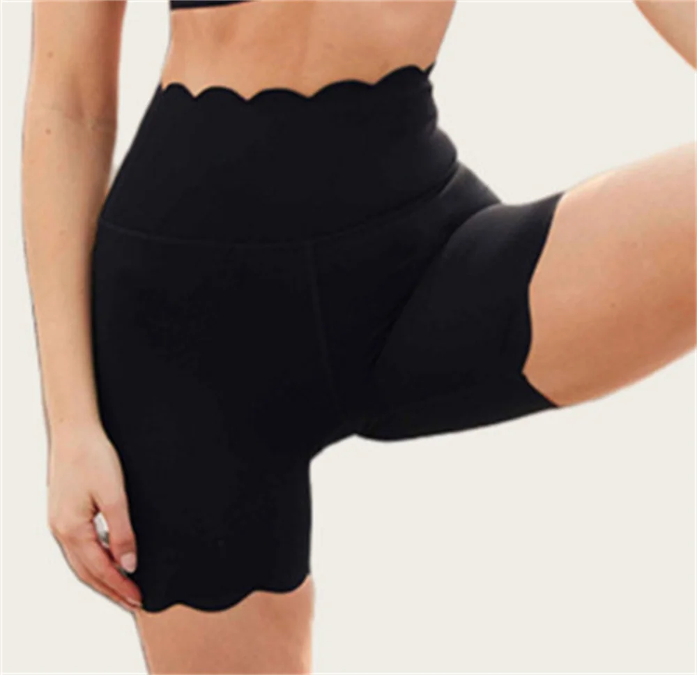 Breathable Skin-Friendly Fitness Two-Piece Set Square Collar Tight Yoga Suit High-Waist Lace Shorts