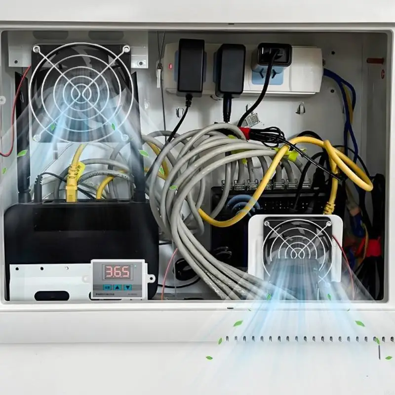 

2.5W Quiet USB Cabinets Fan with Adjustable Thermostat Metal Grille Cooling Fan for Home Theater and Pet Kennels 193A