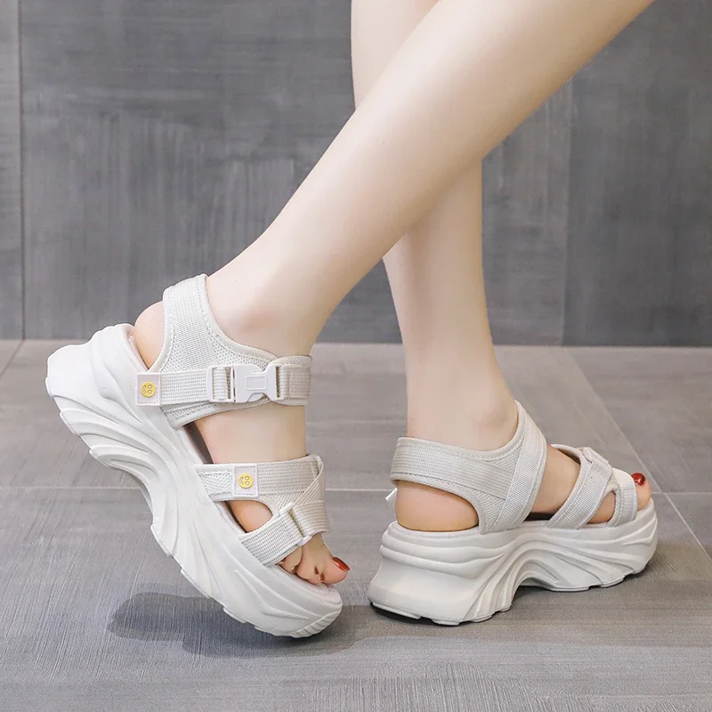 Fashionable Sports And Leisure Increased Thick-Soled Roman Sandals For Women Summer New Comfortable Beach Shoes