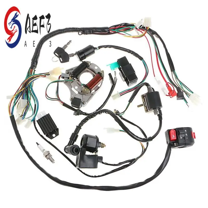 

AEF3-Wiring Harness Start Ignition Kit ATV Accessories 70 90 110CC Full Vehicle Wiring Harness