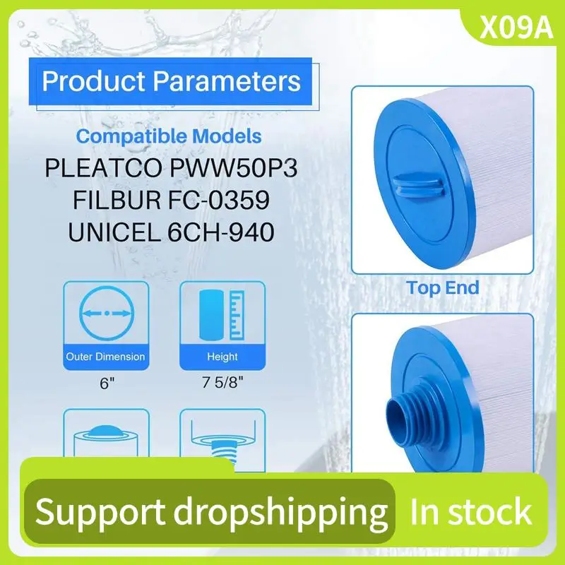 

X09A 2X For Spa Filter PWW50P3(1 1/2 Inch Coarse Thread),Unicel 6CH-940,Filbur FC-0359, Waterway Front Access Skimmer