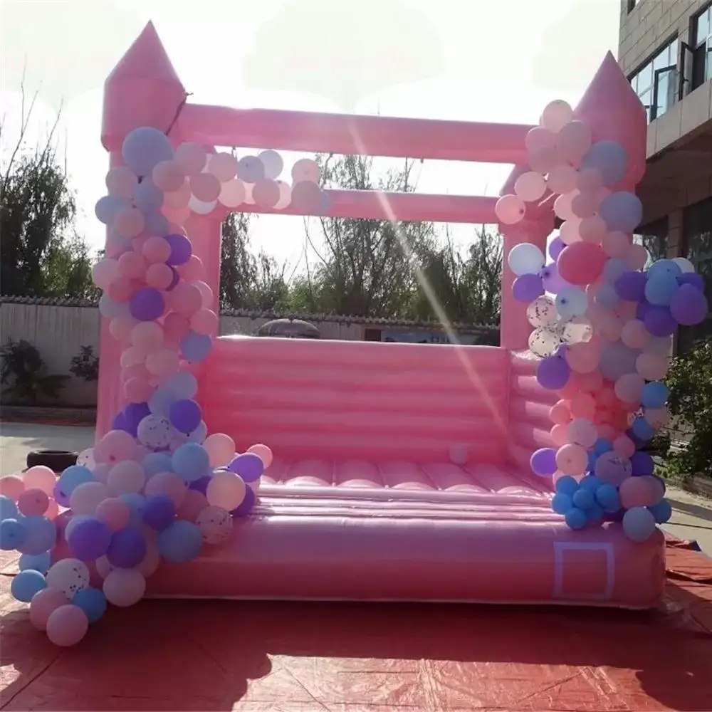 Wholesale 4x4m Pink Air Jumping Inflatable Wedding Bouncer Jumper Castle White Bounce House For Bridal Party Event Celebration