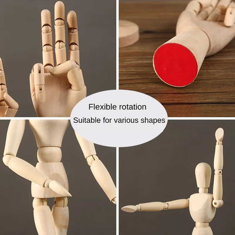 Multi Size Solid Wood Joint Human Body Model Active Body Joint Statue Art Teaching Human Body Art Depiction Action Doll Fun Toy