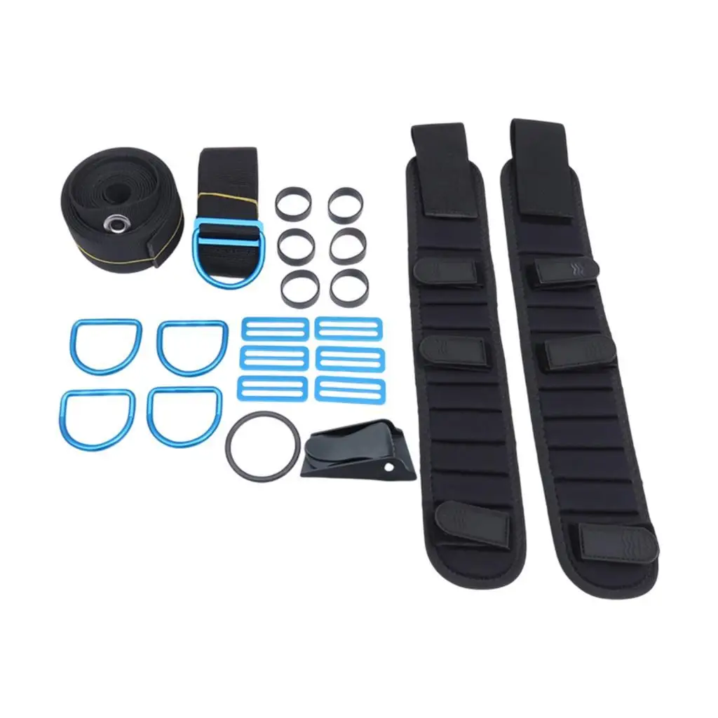 Scuba Diving Backplate Dir Harness Set D Rings BCD Holder Crotch Strap Set