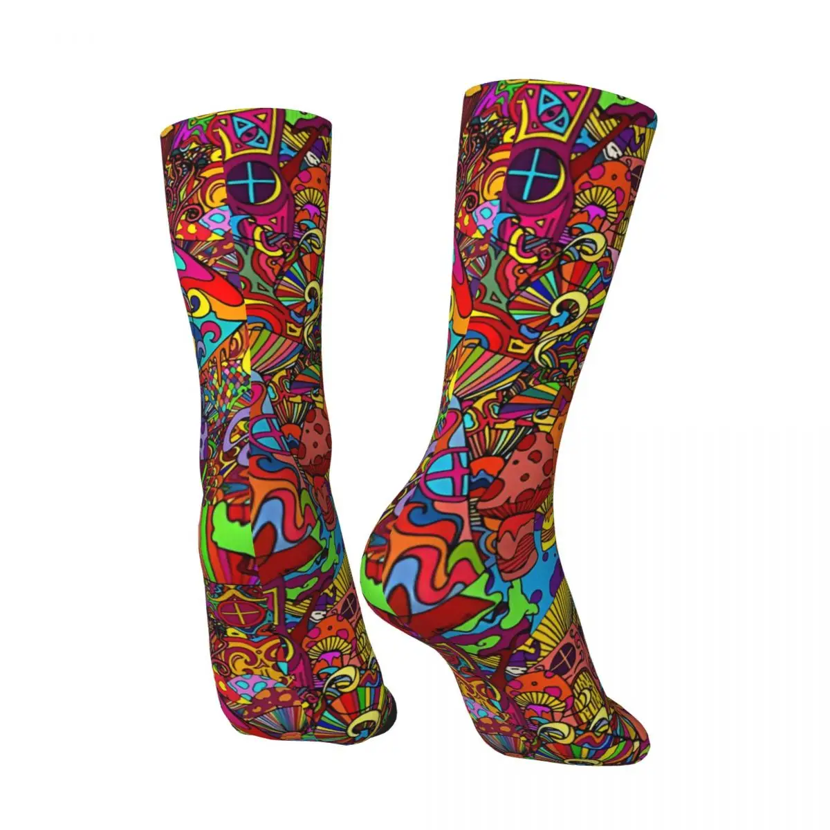 Crazy compression Trip Sock for Men Harajuku Seamless Pattern Crew Sock Casual