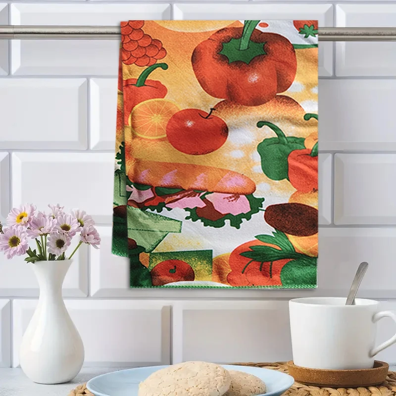 Home Collection Kitchen Towels Food Pumpkin Tea Towels Green Fruit Home Soft Absorbent Kitchen Decoration Towels