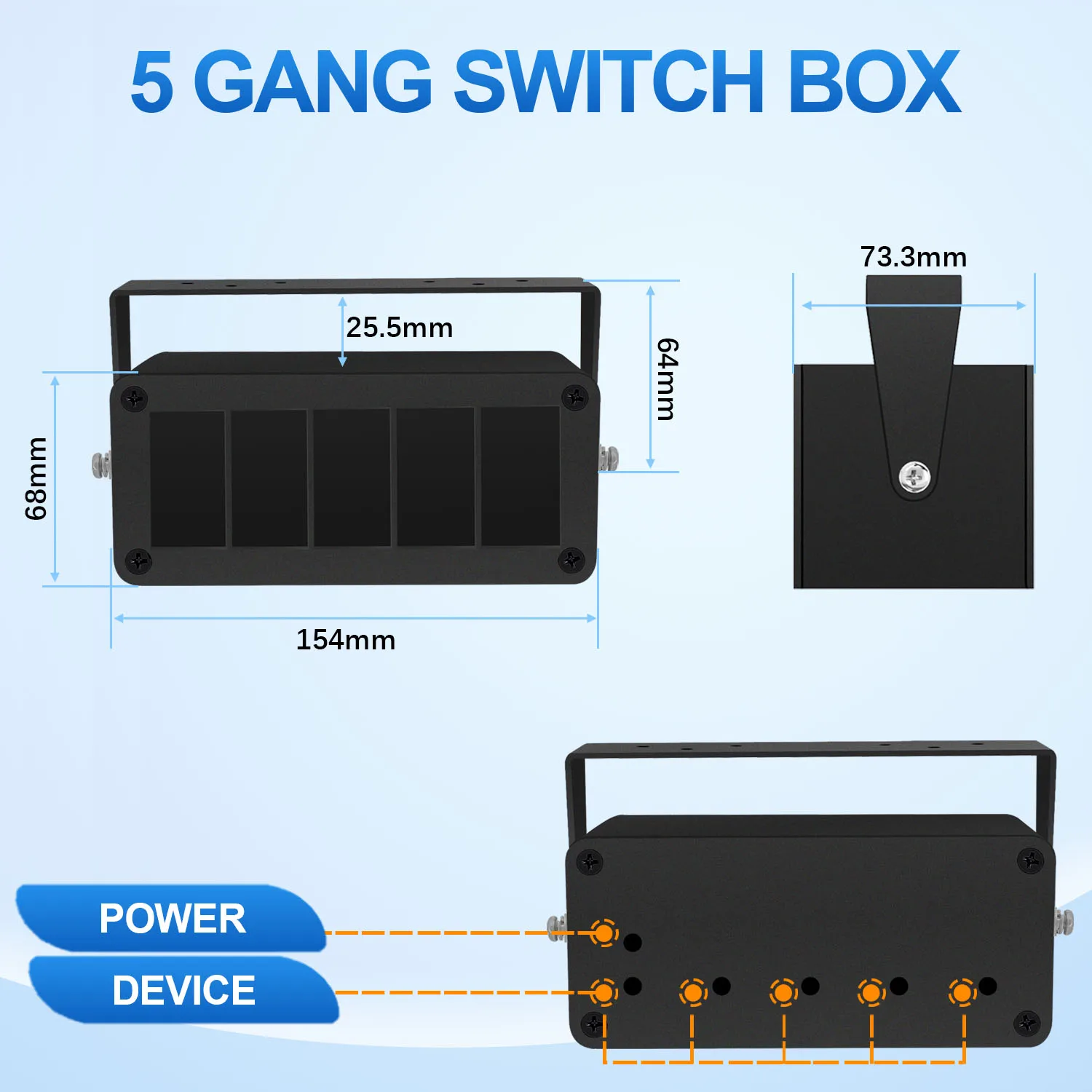 3 / 4 / 5 / 6 Gang Scatola interruttori a bilanciere fai da te Pannello interruttori a bilanciere in alluminio impermeabile per auto Marine Boat RV ATV UTV RZR Off Road