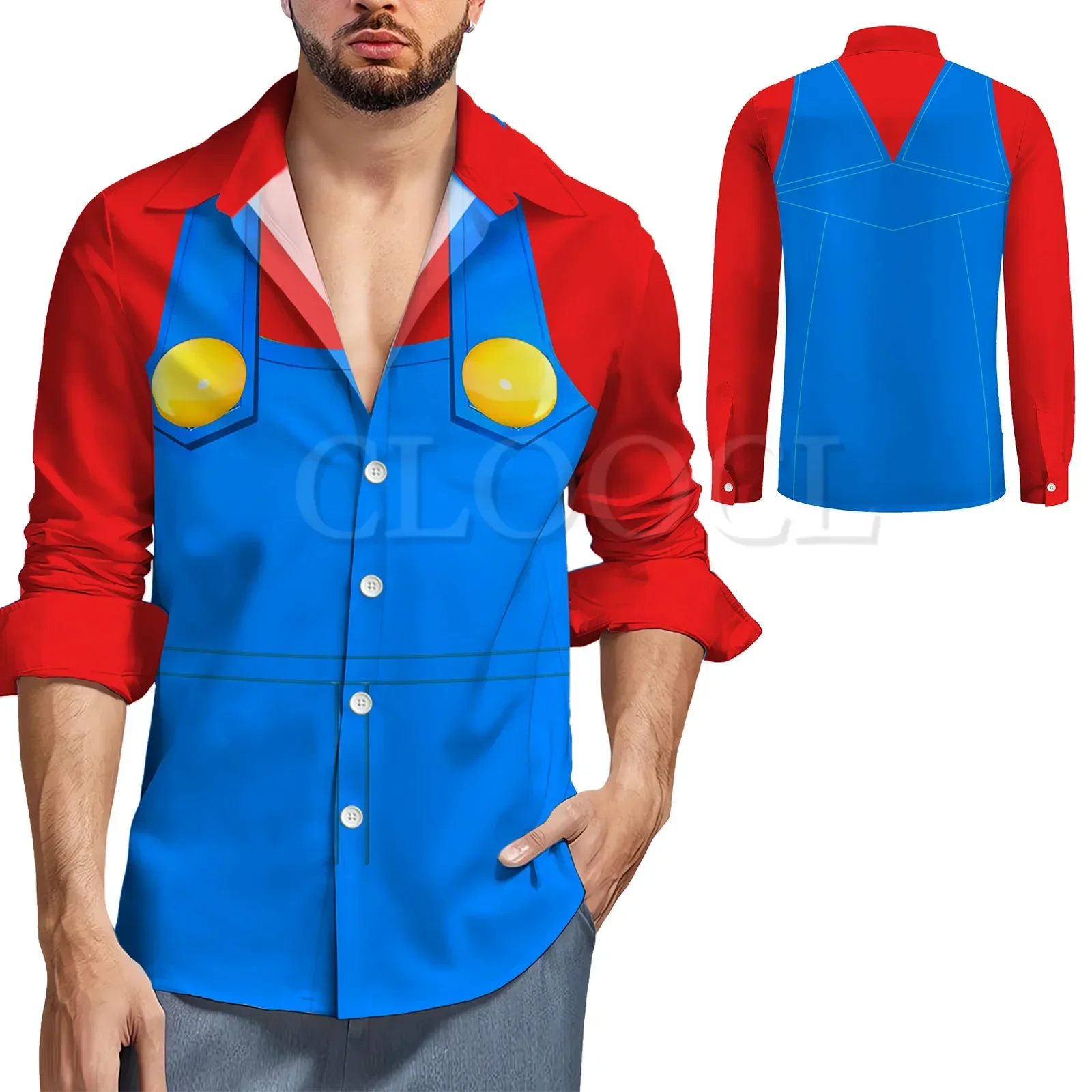 HX Mari Brother Bowser Clothing Red Blue Overall Printed T-shirts Sweatshirts Hoodies Male Female Cosplay Costumes Dropshipping