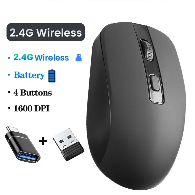 Wireless Mouse Gaming Ergonomic 1600DPI 4 Buttons Mouse For MacBook Tablet Computer PC Laptop Accessories 2.4G USB Mouse Mice