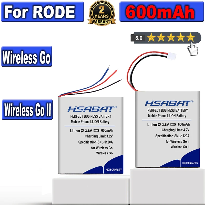 HSABAT 600mAh Battery for RODE Wireless Go II / Go wireless microphone Wireless Pro Wireless ME Batteries