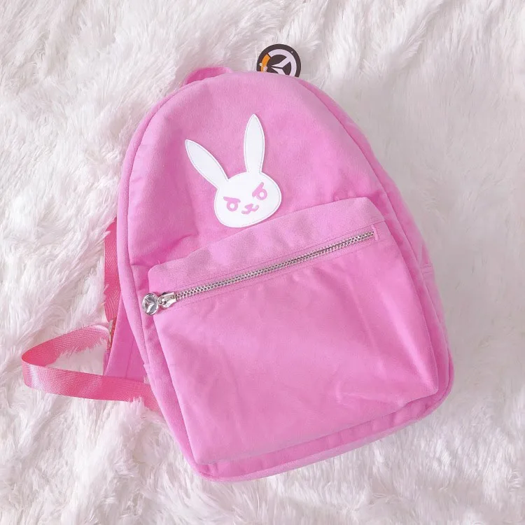 Anime Game Overwatch Dva Cosplay Mochila para Mulheres, bonitos sacos de ombro rosa, mochila Halloween para estudantes, moda