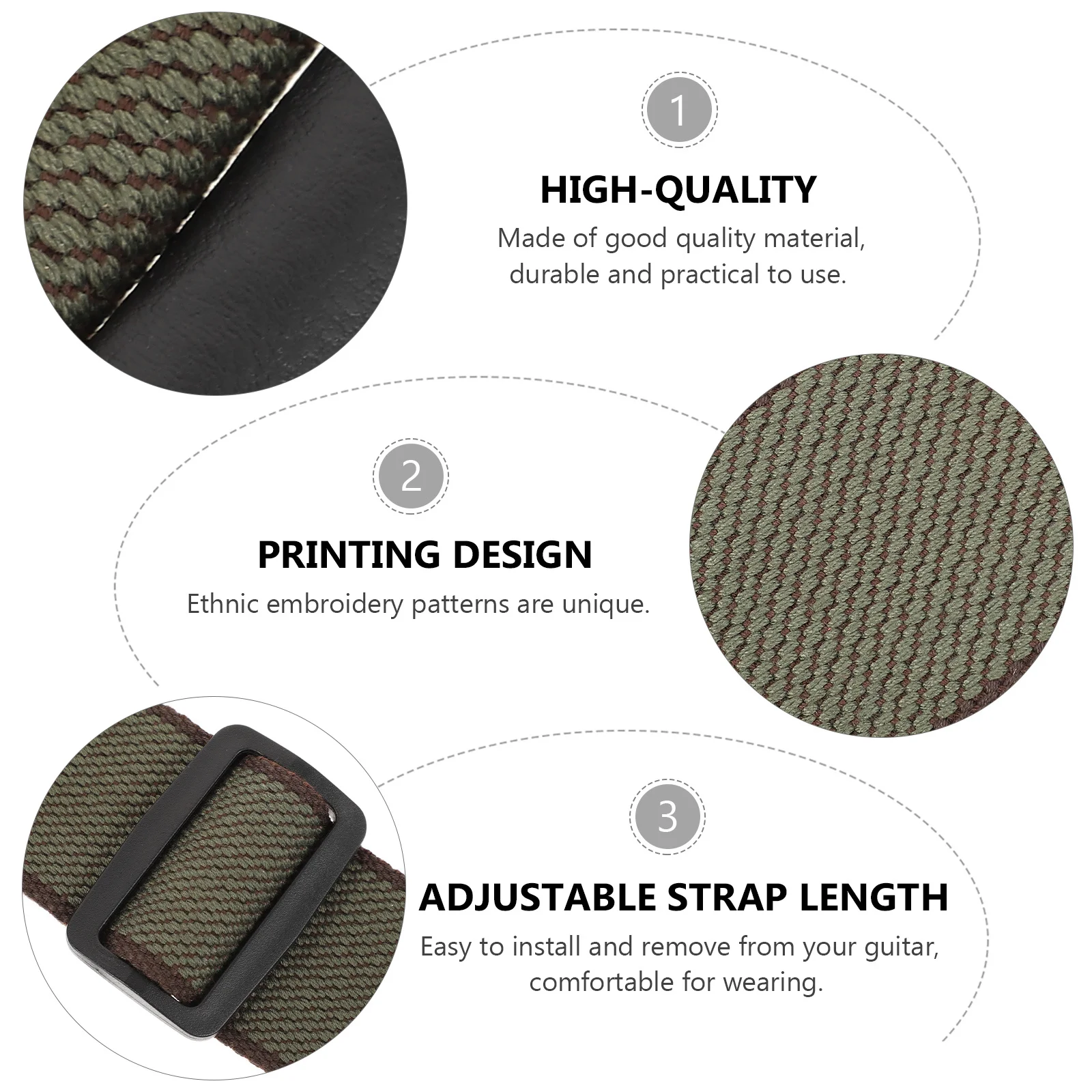 

1Pcs Cotton Guitar Strap Portable Durable Breathable Comfortable Strong Instrument Strap Sweat-Absorbing Sturdy Guitar Lanyard