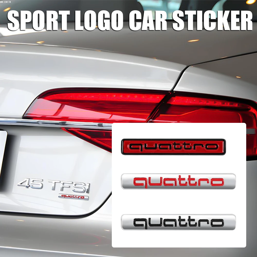 3D Black Car Logo Quattro Emblem Front Grille Badge Rear Trunk Sticker For Audi A1 A2 A3 A4 A5 A6 A7 A8 Q2 Q3 Q5 Q7 S3 S4 S5 S7