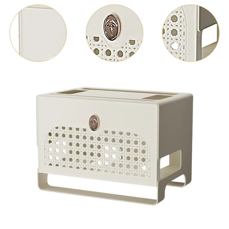 

ABGR-Cable Management Box For Power Outlets, Router,TV Wires, USB Hub - Hollow Panel Design Multifunctional Cord Organizer