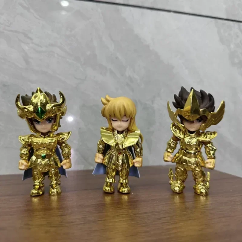 In Stock Q Version Of Saint Seiya Cartoon Figure Leo Sagittarius Virgo Joints Are Movable Model Ornaments Toy Christmas Gift