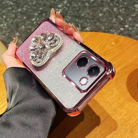 Capa de telefone para xiaomi poco x7 pro m7 f7 x6 x5 f5 f6 m6 pro c85 c65 c75 c71 glitter diamante coração à prova de choque suporte capa