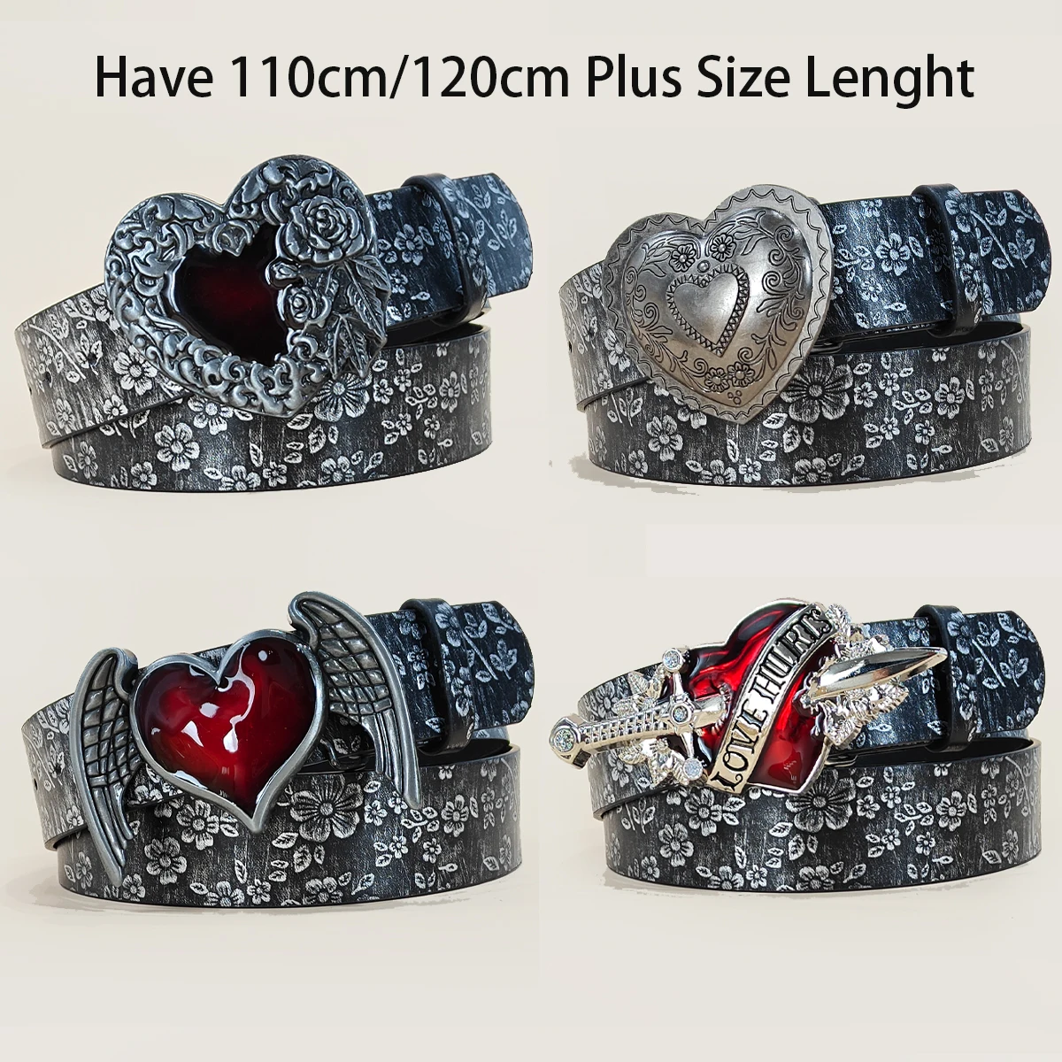 Fashionable Casual PU Leather Belt with Red Heart Buckle for Men And Women Luxury Designer a Love Buckle Pattern for Jeans Skirt