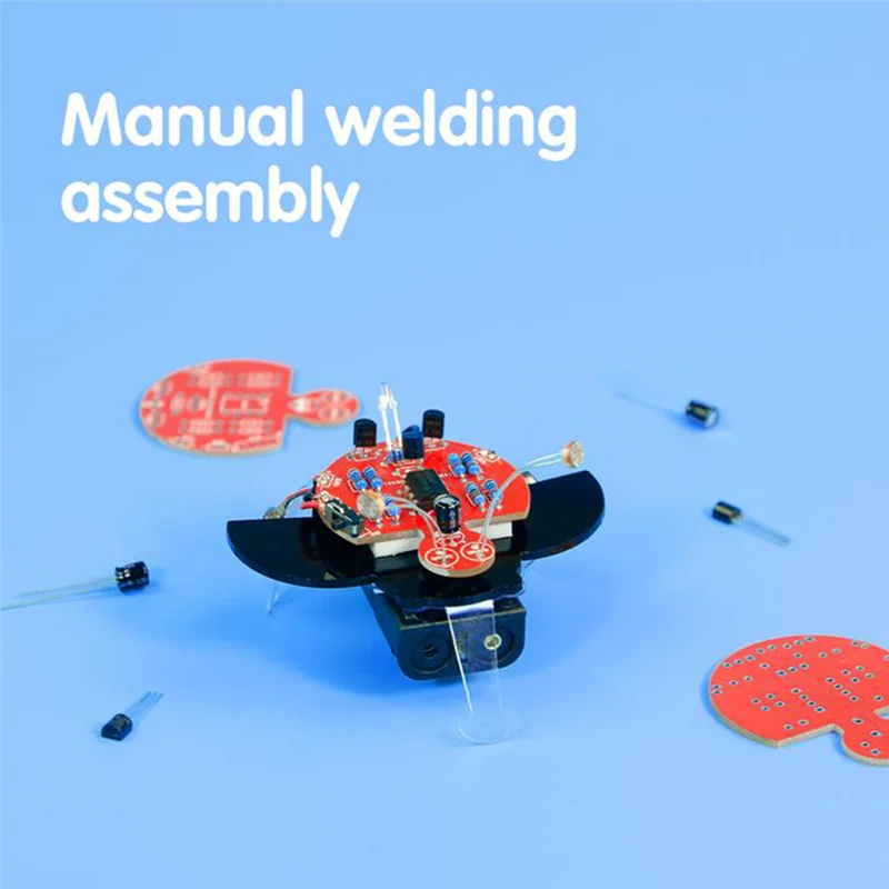 Firefly Photosensitive Robot Electronic Learning DIY Kit Mini Robot Foot Vibration Phototaxis Tail Breathing Light-B12B