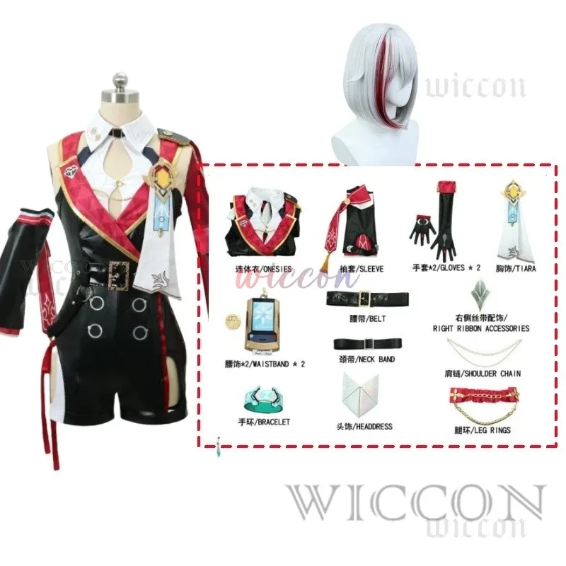 게임 혼카이 스타 레일 풀 세트 의상 PU 유니폼 토파즈 가발 코스튬 신발 부츠 코스프레 소품,7;k'2.s;9,
