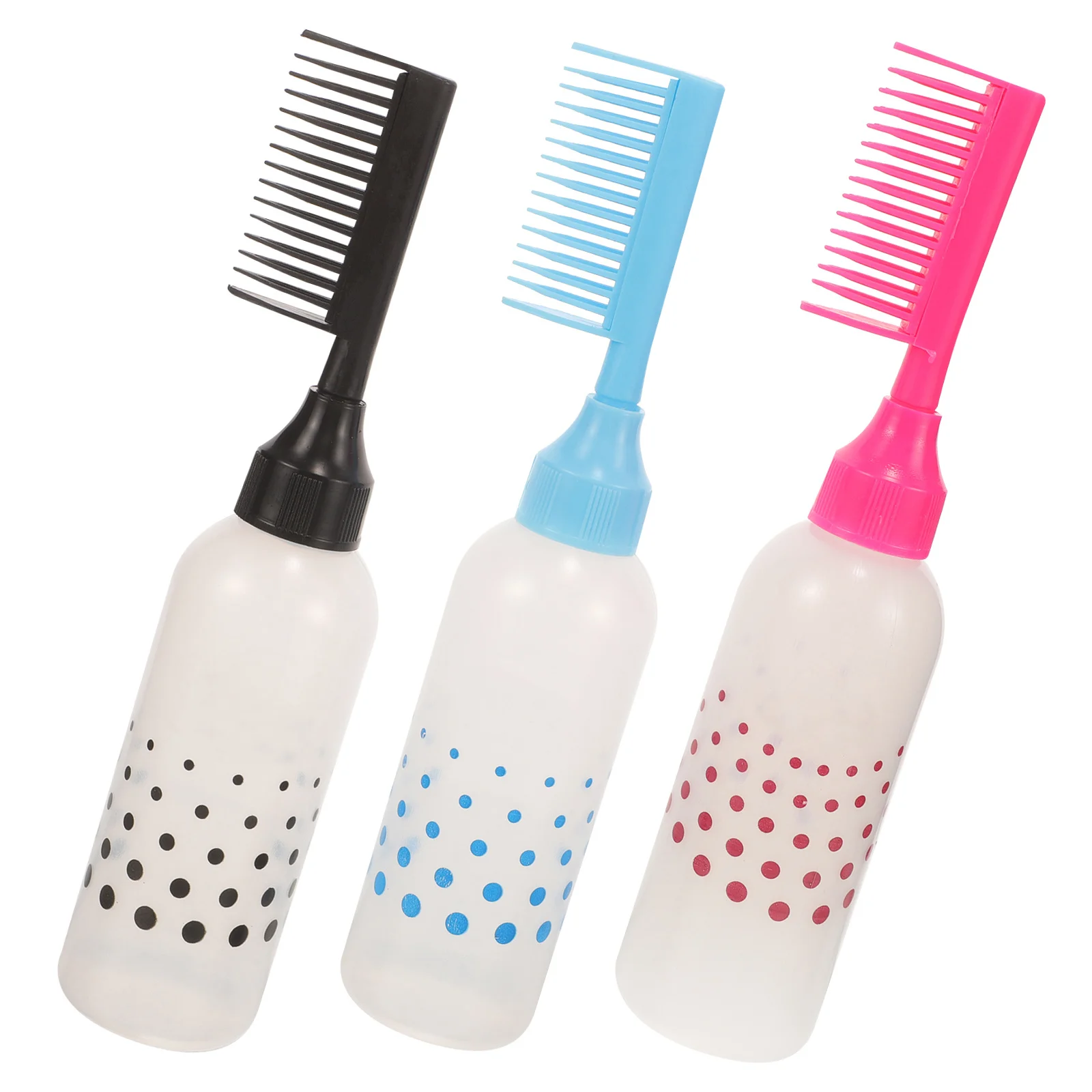 3Pcs Hair Dyeing Brush Bottles Practical Home Salon Barbershop Coloring Tools Hair Dye Comb Bottles Coloring Bottle with Comb