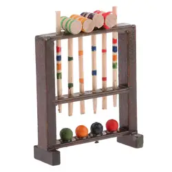 Wooden Croquet Game Sports Set 1:12 Dollhouse Miniature Kitchen Furniture