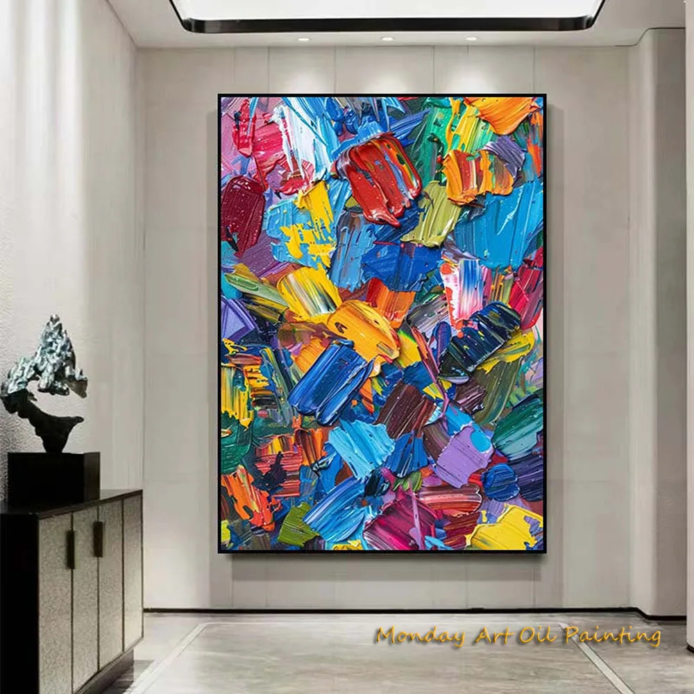 

Hand Painted Knife Oil Painting Large Abstract Original Texture On Canvas Textured Colorful Fedex Shipping Cost