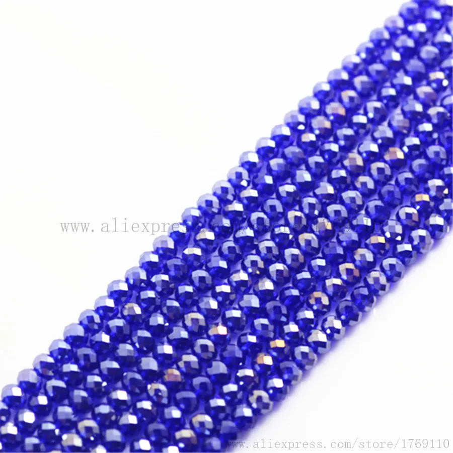 Isywaka Deep Blue AB Color 170pcs 2mm Rondelle Austria faceted Crystal Glass Beads Loose Spacer Round Bead for Jewelry Making