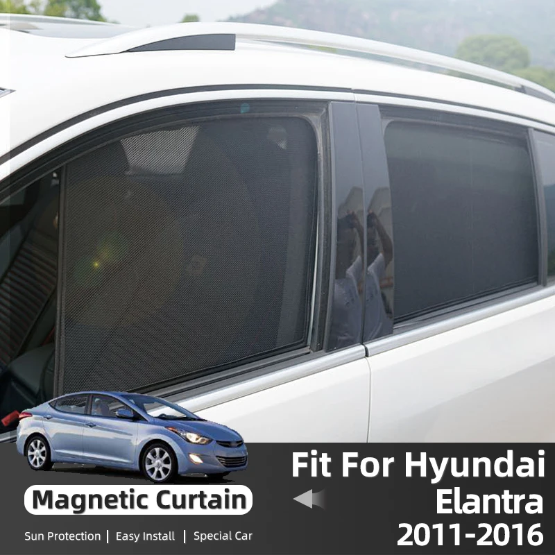 For Hyundai Elantra MD 2011-2016 Magnetic Car Window Blackout Curtains Solar Sunshield Shadow Mesh Glass Shading Sun Protection