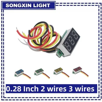SAMIROB 0.28 Inç 2 telli 3 telli 2.5 V-40 V Mini Dijital Voltmetre Gerilim Test Cihazı Metre Kırmızı/Mavi/sarı/yeşil LED Ekran ölçer