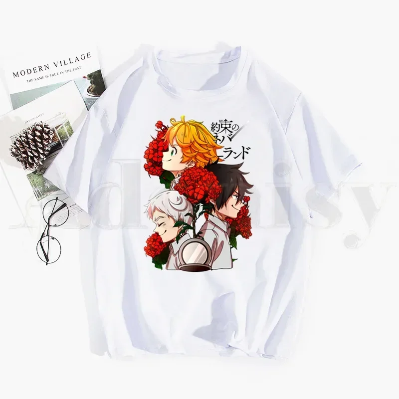 The Promised Neverland Emma Norman Ray Anime Tshirt Hip Hop Girl Print Top Tees Harajuku Tshirts Men Fashion Summer T-shirts