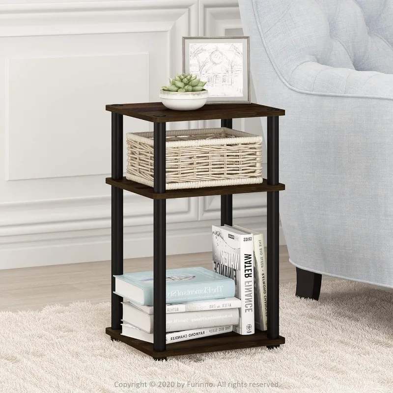 

Just 3-Tier Turn-N-Tube End Table / Side Table / Night Stand / Bedside Table with Plastic Poles, 2-Pack