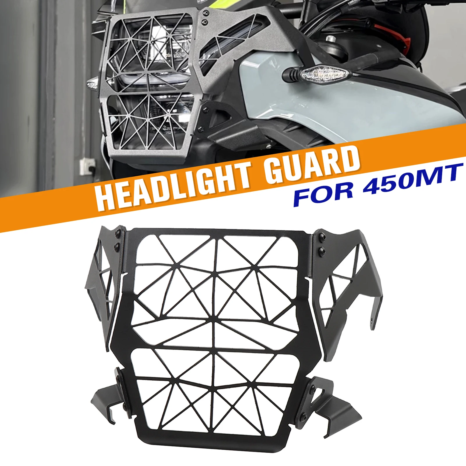 

450MT 2024 2025 Motorcycle CNC Headlight Grilles Guard Protector For CFMOTO 450 MT MT450 Headlamp Front Light Cover Protection